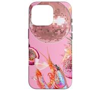 Pink Preppy Disco Ball Shrimp Martini Cocktail Summer Funny Case for iPhone 16 Pro