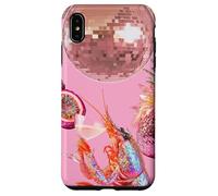 Pink Preppy Disco Ball Shrimp Martini Cocktail Summer Funny Case for iPhone XS Max