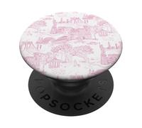 Pink Preppy New York Toile, I Love NYC, Central Park PopSockets Adhesive PopGrip