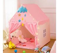 Pink Princess Castle Play Tent for Girls - Indoor Outdoor Kids Playhouse with Padded Mat & Star, Fairy Theme Toy Tent for Children Ages 4-10, 47x39x51 Inches