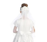 Pink Princess Holy Catholic First Communion Veil for Girls 7-16 w/Cross - 1st Velos para Niñas de Primera Comunion, White, One Size