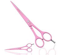 Pink Professional Barber Hairdressing Scissors THINNING Hair Cutting Shears Set+ CASE (Pink Scissors 6.5")