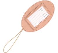 Pink PU Oval Luggage Tag with Name Id Card for Business Travel | Reusable Privacy Window, Aluminum Alloy Strap Connector, round Hole Design, for Handbags and Airport Use