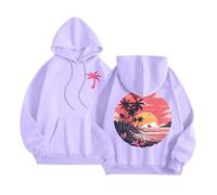 Pink Puff Graphic Hoodies for Teen Girls Kids Womens Cute Letter Print Casual Preppy Sweatshirts Oversized Long Sleeve Y2K Streetwear Tops Pullover Women Sweatshirt,Purple,S