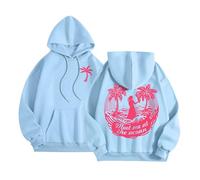 Pink Puff Graphic Hoodies for Teen Girls Kids Womens Cute Letter Print Casual Preppy Sweatshirts Oversized Long Sleeve Y2K Streetwear Tops Pullover Pink Puff Hoodie Kids,Light Blue,L