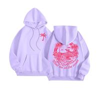 Pink Puff Graphic Hoodies for Teen Girls Kids Womens Cute Letter Print Casual Preppy Sweatshirts Oversized Long Sleeve Y2K Streetwear Tops Pullover Hoodie for Women UK,Purple,XL