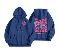 Pink Puff Graphic Oversized Hoodies for Women Kids Teen Girls Meet Me at The Ocean Casual Cute Preppy Sweatshirts Pullover Long Sleeve Streetwear Y2K Tops Oversized Hoodie Kids,Blue,S
