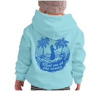 Pink Puff Hoodie, Ping Pong Puff Hoodies for Girls, Meet Me at The Ocean Hoodie Girls, Cute Preepy Hoodies Graphic Sweatshirts for Teen Girls Clothes Y2K Tops with Pockets