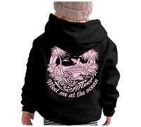 Pink Puff Hoodie, Ping Pong Puff Hoodies for Girls, Meet Me at The Ocean Hoodie Girls, Cute Preepy Hoodies Graphic Sweatshirts for Teen Girls Clothes Y2K Tops with Pockets