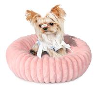 Pink Puppy Beds for Small Dogs and Cats Washable Soft Comfort Donut Cute Cuddle Dog Bed with Sides Small Cat Beds for Indoor Cats,Round Corduroy Fleece Pet Bed for Small Cats and Tiny Dogs,16x16Inches