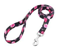 Pink Puppy Dog Lead/Leash Floral Girl Dog Leads for Small Medium Large Dogs 4ft/5ft/6ft Dog Lead and Collar,Harness Set for Cute Female Dogs Spring Summer Season Dog Lead for Your Furbaby… (Black, S)