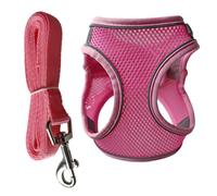 Pink Puppy Harness with Leash, Step-in Soft Mesh Harness for Small Dogs UK | Breathable Mesh Fabric, Vest Style Without Tension, Easy to Put on and Take Off in One Step, Matched with Thick Traction Rope