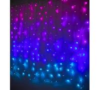 Pink Purple & Blue Ombre Fairy Curtain Lights with Dimmer Switch, Ombre Rainbow LED Icicle String Curtain Lights for Girls Room, Bedroom, Teen Room, Kids Room, Wedding, Mothers Day, Mermaid Décor
