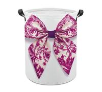Pink Purple Coquette Bow Christmas Ornament Pattern Laundry Baskets Laundry Hamper Waterproof Foldable Storage Bin Dirty Clothes Laundry Basket for Living Room Bathroom