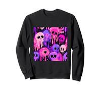 Pink Purple Dripping Skulls Spooky Cute Pattern Sweatshirt