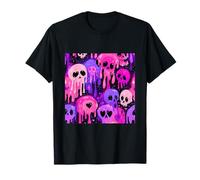 Pink Purple Dripping Skulls Spooky Cute Pattern T-Shirt