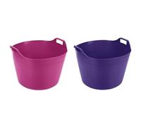 (PINK & PURPLE) - Extra Large 75L Litre Robust Versatile Multipurpose Flexi Tub Flexible Plastic Storage Container, Toy Bucket, Laundry Basket, Horse Feeding Tub.