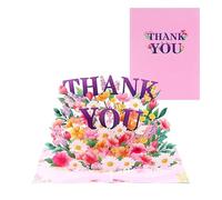 Pink & Purple Grateful Blooms 3D Pop Up Thank You Card