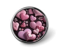 Pink Purple Hearts Flowers Lapel Pin Brooches Round Fashion Brooch Pin Cute Button Badges Alloy Button Pins Enamel Pins Metal Pinback for Hat Shirt Clothing Bags