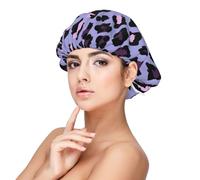 Pink Purple Leopard,Adjustable Silk Hair Wrap Adult's Satin Sleeping Cap Hair Women's Elastic Sleep Bonnet