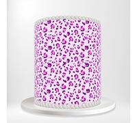 Pink Purple Leopard Print Wild Animal Skin Pattern Wrap Around Print A4 Edible Paper Icing Sheet Cake Topper Side Ribbon Border Decor for Personalised Themed Decorations