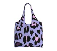 Pink Purple Leopard,Reusable Tote Bags Grocery Bags Large Capacity Canvas Shopping Shoulder bag