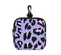 Pink Purple Leopard, Square Zipper Storage Bag, Neoprene Coin Purse, Small Wallets, Change Pouch, Change Purse