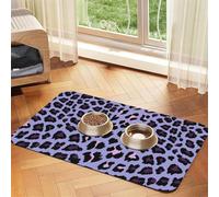 Pink Purple Leopard,Waterproof Pet Feeding Mat,Cat Dog Placemats for Food and Water, PU Leather Food Mats,40x60cm