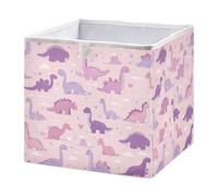 Pink Purple Little Dinosaur Cube Storage Boxes 28x28x28 cm Square Bins Collapsible Cube Box Organiser for Organising Clothes
