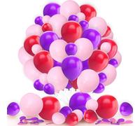 Pink Purple Red Balloons 10 Inch Pack 25 pcs With Tying Tool for Kids Girls Birthday Bridal Shower Wedding Anniversary Decoration