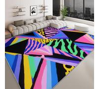 Pink Purple Rugs for Living Room Bedroom 120 x 170 cm, Indoor Rug, Non-slip Kids Bedroom Rug, Soft Durable Low Pile Abstract Geometric Animal Zebra Carpet for Home Decoration