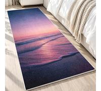 Pink Purple Sunset Hallway Rug 60x240, Ocean Beach Runner Rug Non-Slip Washable Low Pile Carpet, Ocean Waves Rugs for Kitchen Laundry Room Bedroom SBY382rs