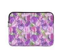Pink Purple Tulips Watercolor Laptop Bag Case, Slim 15.6 Laptop Sleeve for Women Men