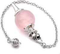 Pink Quartz Pendulum | Universal Waterdrop Radiesthesia Divinatory Crystal Pendulum with High Vibrational Quality | 4cm Pink Quartz Dowsing Pendulum | 17cm Chain Included