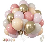 Pink Quicksand Gold Balloons, 12 Inch Dusty Pink Sand White Ivory White Gold Latex Balloon for Girls Wedding Boho Bridal Shower Birthday Decorations