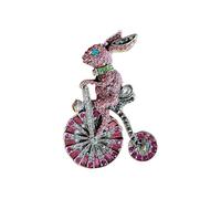 Pink Rabbit Bicycle Brooch Pin Gold Plated Crystal Rhinestone for Women Girls Ladies Dress Hat Bag Suit Lapel Pin Accessore Jewelry Gift