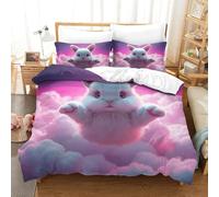 Pink Rabbit Duvet Cover Set 3D Printed Animals Quilt Cover with 2 Pillow Cases Comforter Cover Hypoallergenic with Zipper Closure 3 Pcs for Boys Girls Kids Youth Teens Super King（260x220cm）