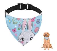 Pink Rabbit Flower Blue Dog Bandana With Adjustable Strap D Ring Dog Scarf Pet Bibs Triangle Pet Triangle Neckerchief Clothing& Accessories for Dogs Puppy Dogs Cats Decor Machine Washable