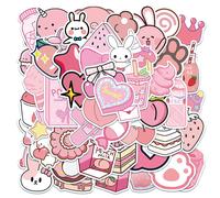 Pink Rabbit Heart Stickers for Water Bottles,Aesthetic Stickers,Kawaii Sticker Pack for Kids Girls,Laptop Phone Scrapbook Bike Luggage Skateboard