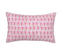 Pink Rabbit Monkeys Rectangular Throw Pillow Cover 12"X20" Preppy Aesthetic Decor Pillow Case Animal Print Funky Lumbar Cushion Case for Home Dorm College Decor Living Room Sofa Couch Bedroom Car