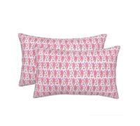 Pink Rabbit Monkeys Throw Pillow Cover Set of 2 Preppy Decorative Pillows Case 12"X20"Aesthetic Funky Rectangular Lumbar Cushion Cover for Home Bedroom Room College Dorm Bed Couch Sofa Decor