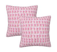 Pink Rabbit Monkeys Throw Pillow Cover Set of 2 Preppy Decorative Pillows Case 16"X16"Aesthetic Funky Rectangular Lumbar Cushion Cover for Home Bedroom Room College Dorm Bed Couch Sofa Decor