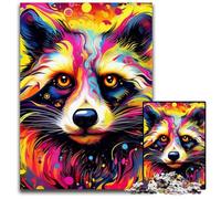 Pink Raccoon 1000Pc Adults Jigsaw Puzzle cardboard Jigsaw Perfect Home Or Office Decor, Ideal 26X38CM/10.23x14.96inch