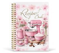 Pink Recipe Notebook for Own Recipes, Hardcover Blank Recipe Book, Personalised Family Cookbook Journal, Recipe Book for Own Recipes, Kitchen Baking Cooking Organizer for Women Cooking & Food Lovers