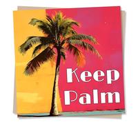 Pink Recovery Or Get Well Soon Card For Friend Or Loved One - Pink Palm Tree Design - Keep Palm - Get Well Card For Her or For Him