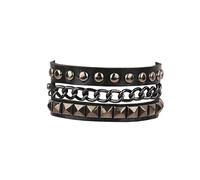 Pink Red 90s Punk Skull Spot Cuspidal Spike Rivet PU Leather Bracelet For Women Men Gothic Wristband Bangle Jewelry Goth Punk Rock Accessories(Color3)