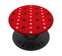 Pink & Red Black Polka Dot Ladybug Cute Lady Bug Polka Dots PopSockets Adhesive PopGrip
