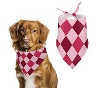 Pink Red Diamond Chessboard Dog Bandanas Triangle Dog Bibs Cute Pet Scarf Kerchief for Small Medium Large Pet