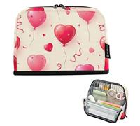 Pink Red Heart Balloons Zipper Pencil Case Large Pencils Pouch Storage Pencil Bag Boys Pen Bags Teen Girls Japanese Stationery Kids Back to School Supply