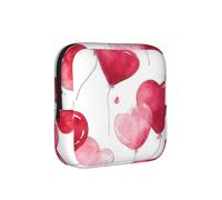 Pink Red Heart Sanitary Napkin Storage Bag Period Pouch, Discreet Sanitary Towel Holder Romantic Love Portable Feminine Pad Organiser for Women, Teen Girls, Travel & School